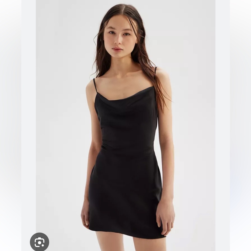 Urban outfitters Mallory cowl black slip dress